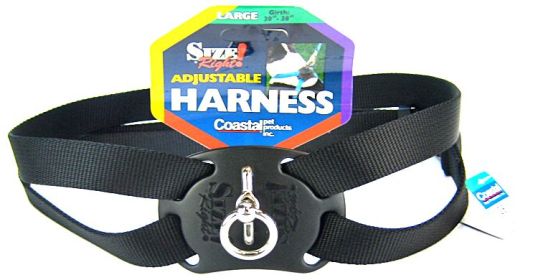 Coastal Pet Size Right Nylon Adjustable Harness - Black - Large (Girth Size 28"-36")