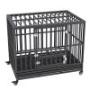 47 Inch Heavy Duty Dog Crate, Indestructible Dog Crate, 3-Door Heavy Duty Dog Kennel for Medium to Large Dogs with Lockable Wheels and Removable