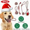 5Pcs Christmas Rope Chew Toys for Puppy Small Medium Aggressive Chewers Dogs Training Teething Playing