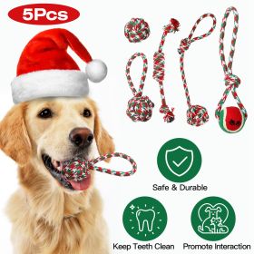 5Pcs Christmas Rope Chew Toys for Puppy Small Medium Aggressive Chewers Dogs Training Teething Playing