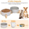 Double 28.7Oz Ceramic Pet Bowls Dog Bowls with Wooden Stand Raised Pet Feeder for Small Dogs