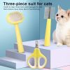 3pcs/set Pet Grooming Set; Hair Comb Nail Scissors; Pet Comb Set For Dogs