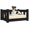 Dog Bed Black 21.9"x17.9"x11" Solid Wood Pine