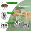 Bamboo Double Dog Raised Bowls 15 Degree Tilt Elevated Dog Bowls with 4 Adjustable Heights 2 Stainless Steel Bowls Pet Feeder for Dogs