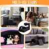 Foldable Black Dog Stairs for High Beds or Couch With Storage