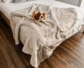 Paw PupProtector Cool Comfort Waterproof Throw Blanket White with Brown Accents