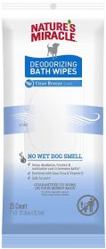 Natures Miracle Deodorizing Bath Wipes for Dogs Clean Breeze Scent