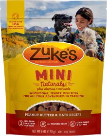 Zukes Mini Naturals Treats Peanut Butter and Oats (size: 6 oz)